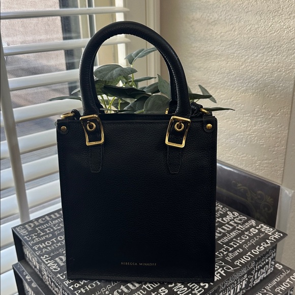 NWT Rebecca Minkoff black leather mini crossbody tote. - Picture 3 of 10
